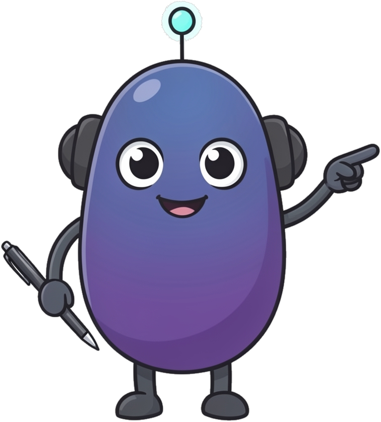 MyScribe AI mascot pointing at the three steps
